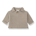 1 More In The Family - Collared Henley Long Sleeve Tee - Beige