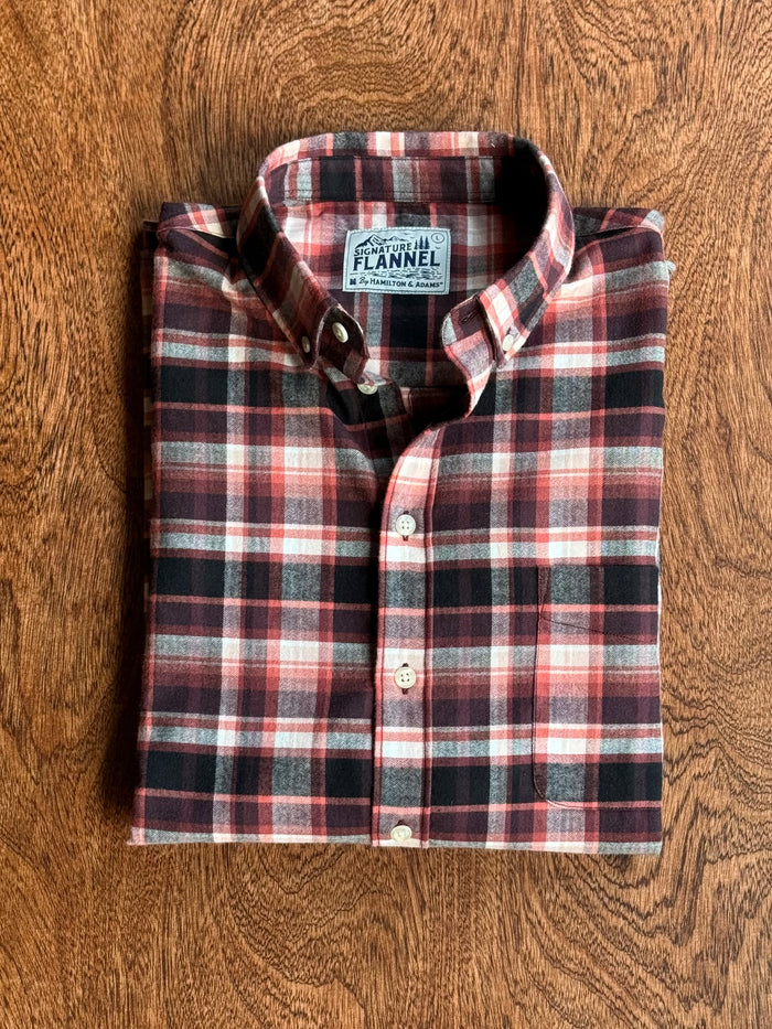 The Saint James Flannel Shirt - Crimson Plaid
