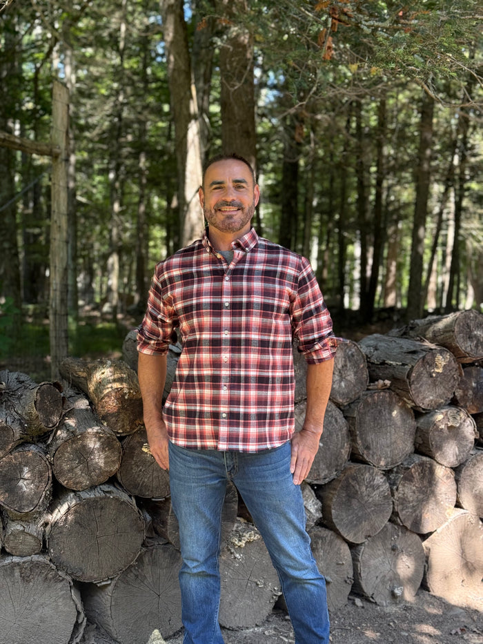The Saint James Flannel Shirt - Crimson Plaid