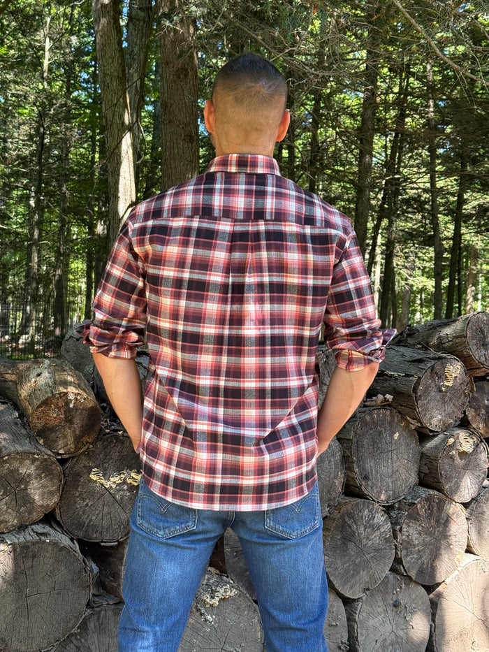 The Saint James Flannel Shirt - Crimson Plaid