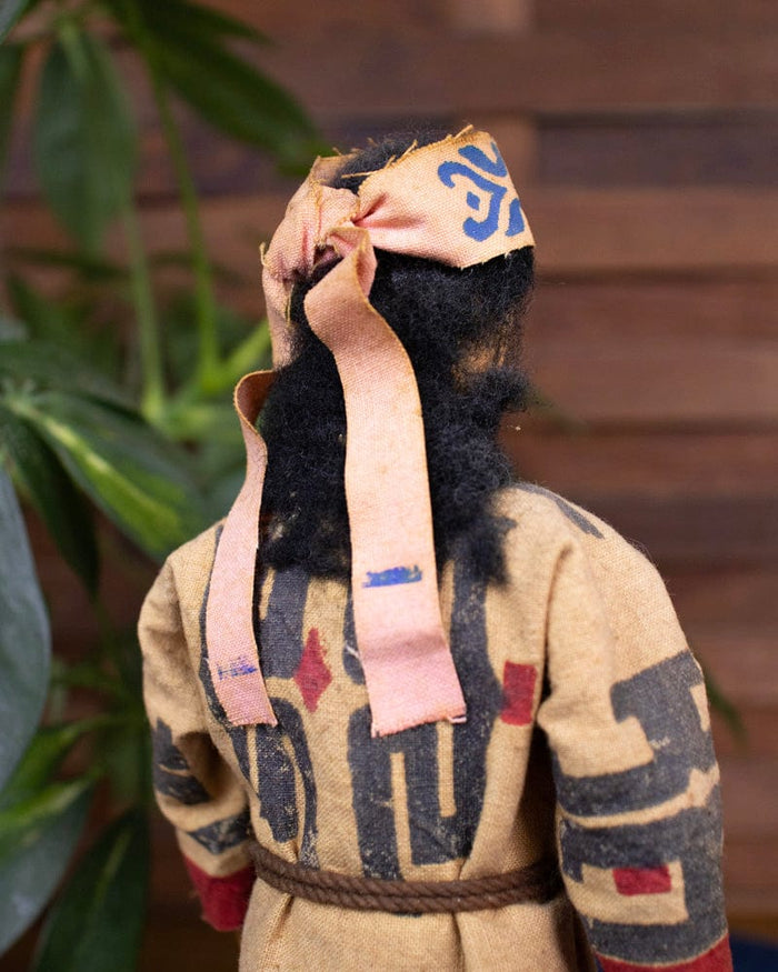 Ainu Doll Set, Man and Woman in Cloth Robes, 9" tall