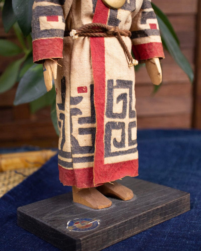 Ainu Doll Set, Man and Woman in Cloth Robes, 9" tall