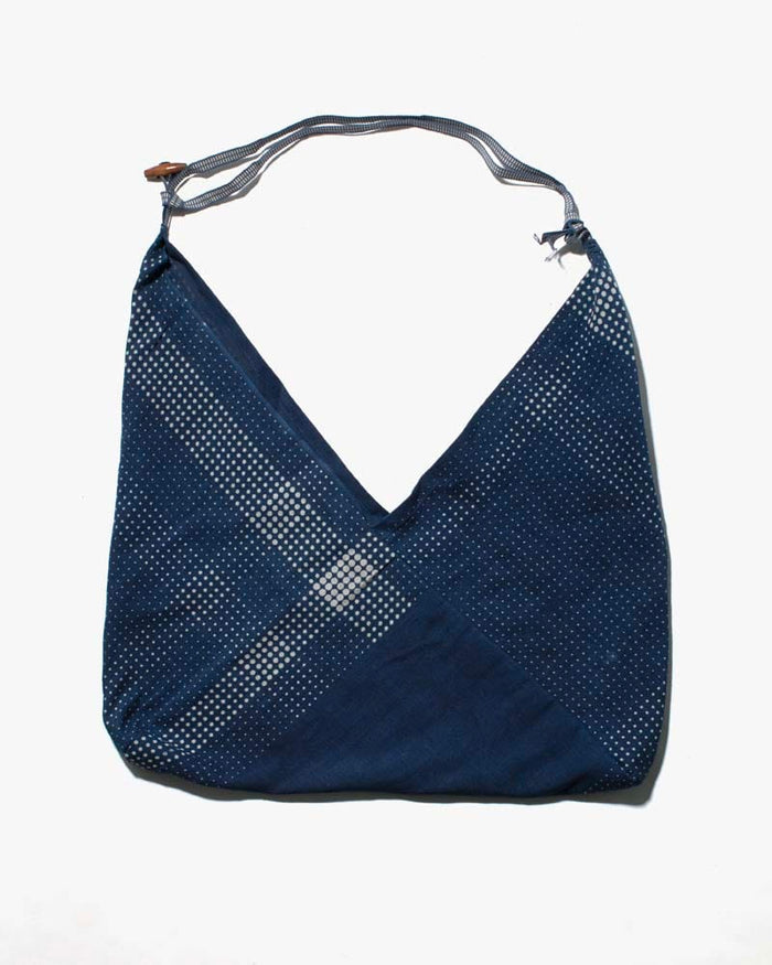 Aizawa Indigo Tsuno Bag, Dotted Plaid