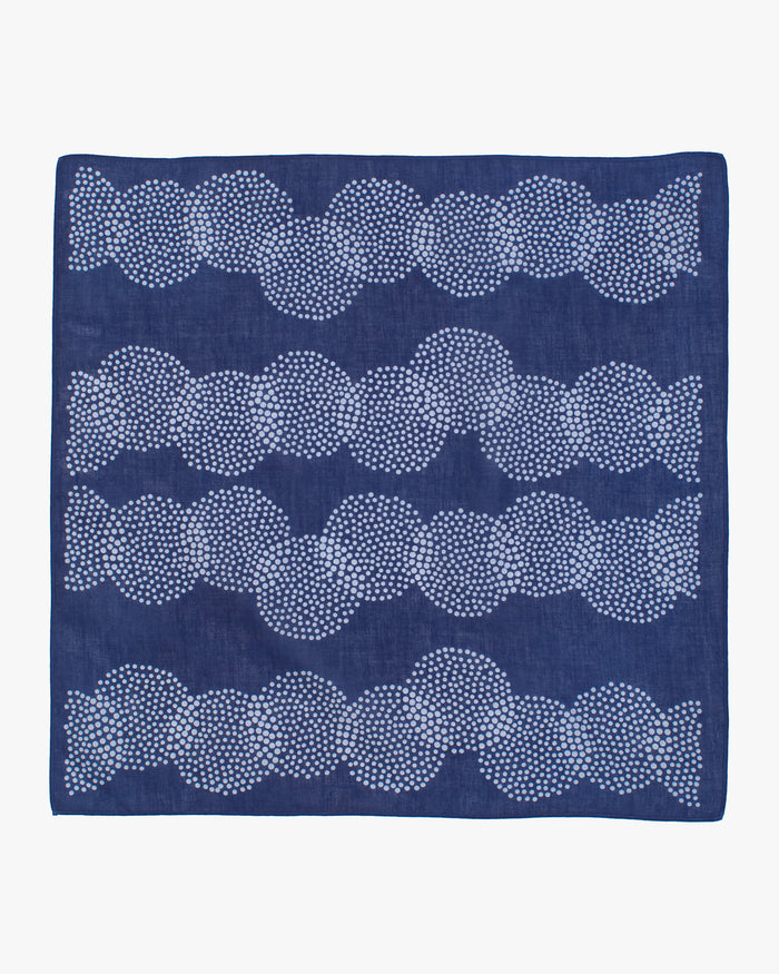 Aizawa Lightweight Indigo Bandana, Dotted Circles