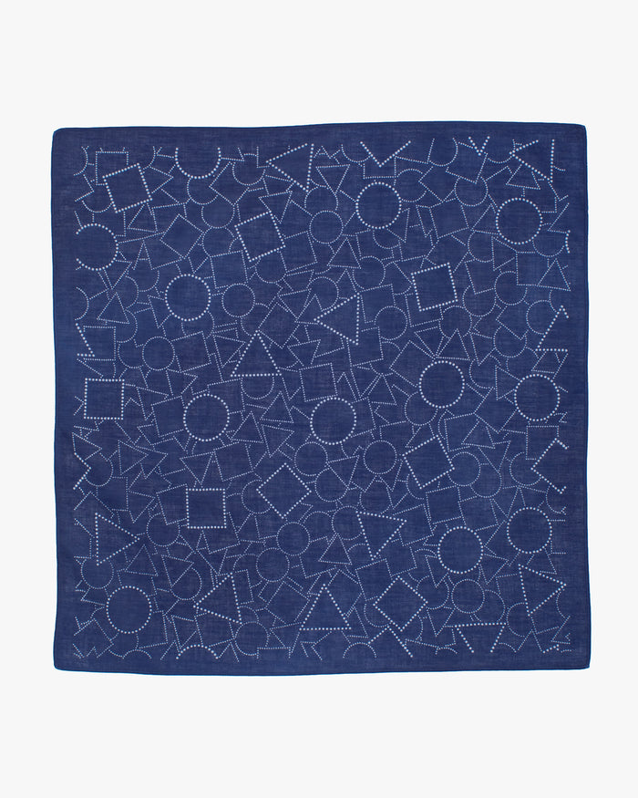 Aizawa Lightweight Indigo Bandana, Dotted Geometric