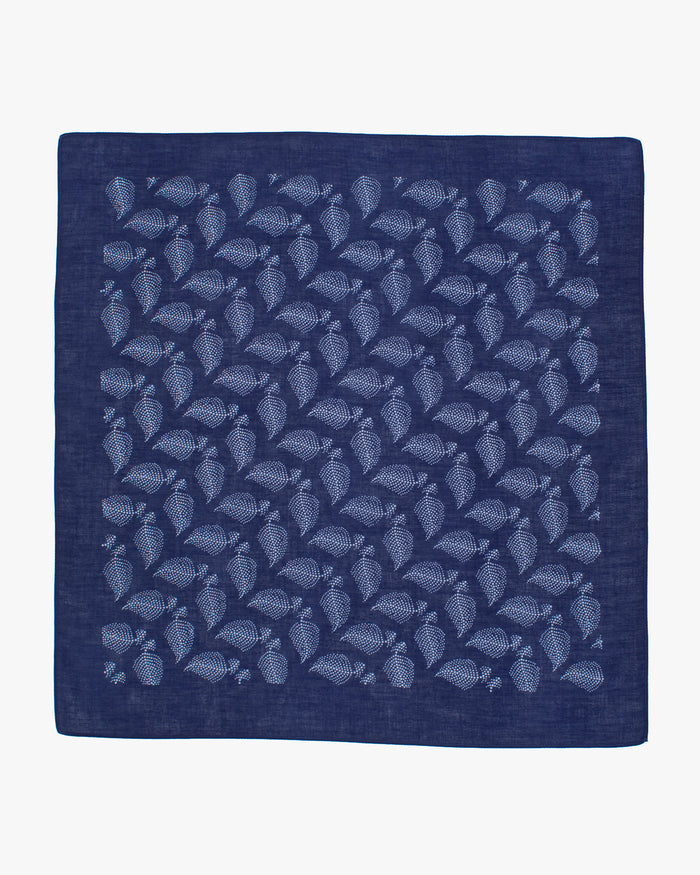 Aizawa Lightweight Indigo Bandana, Dotted Leaves