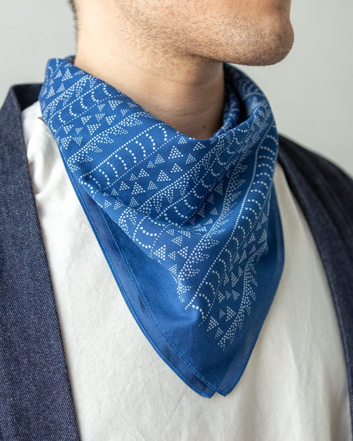 Lightweight indigo bandana with dot pattern by Aizawa at Kiriko Made