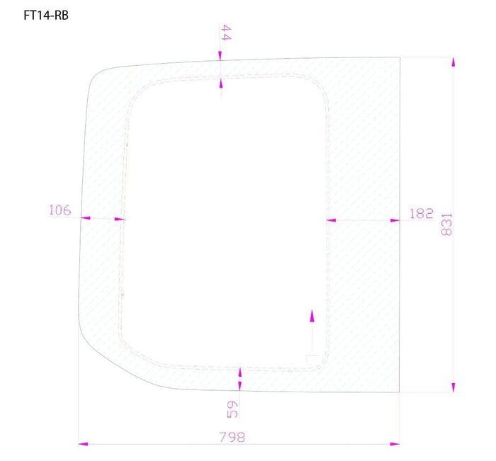 Ford Transit 2015+ Passenger Side Rear Cargo Door Window (Dimensions) - Campervan HQ