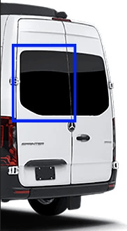 Mercedes Sprinter Driver Side Rear Door Window (2019+) Side View - Campervan HQ