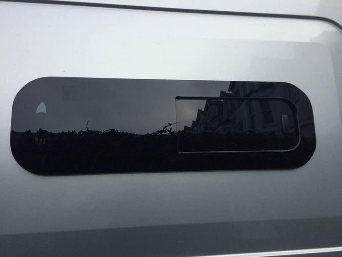 Universal-Fit Driver Side Half-Slider Screened Window (9.4"H x 30.7"W)_Mounted - Campervan HQ