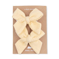Angel Dear - Organic Muslin Bow Clips (2-Pack) - Pale Yellow-Hair Accessories-One Size-Posh Baby