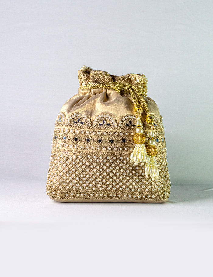 Antique Golden Hand Embellished Potli