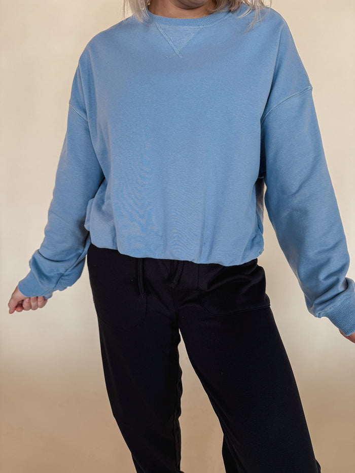 Baby Blue Bubble Hem Sweatshirt