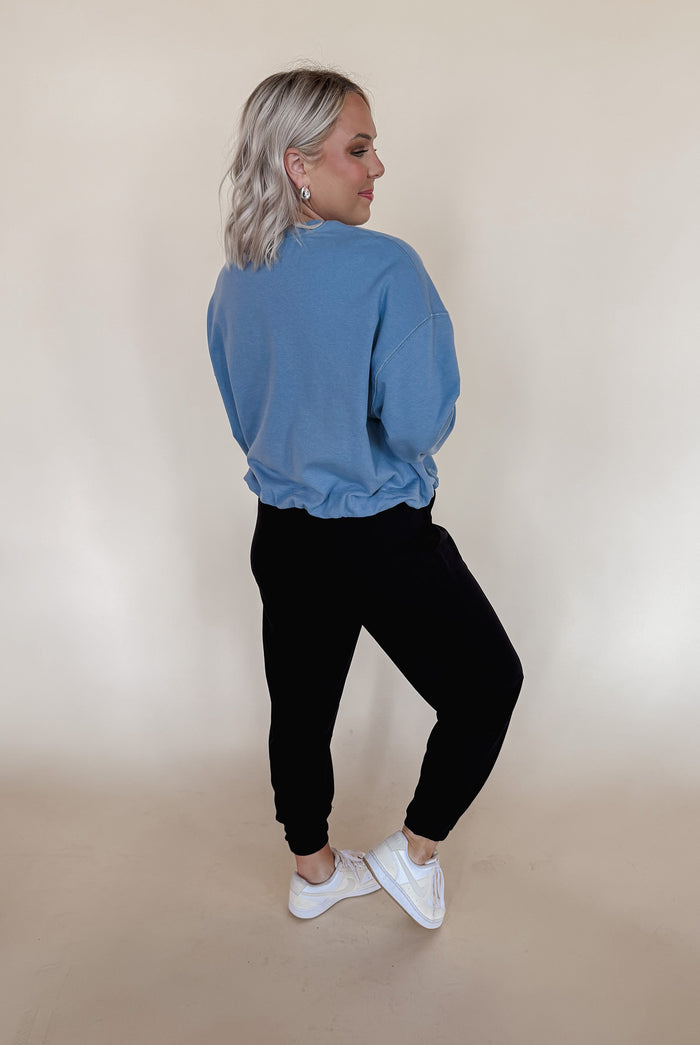 Baby Blue Bubble Hem Sweatshirt