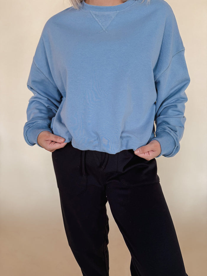 Baby Blue Bubble Hem Sweatshirt