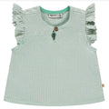 Babyface - Flutter Sleeve Tee - Seafoam Stripe-Short Sleeves-3-6M-Posh Baby