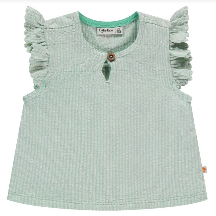Babyface - Flutter Sleeve Tee - Seafoam Stripe-Short Sleeves-3-6M-Posh Baby