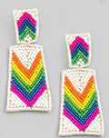 Beaded Square Rainbow Earrings