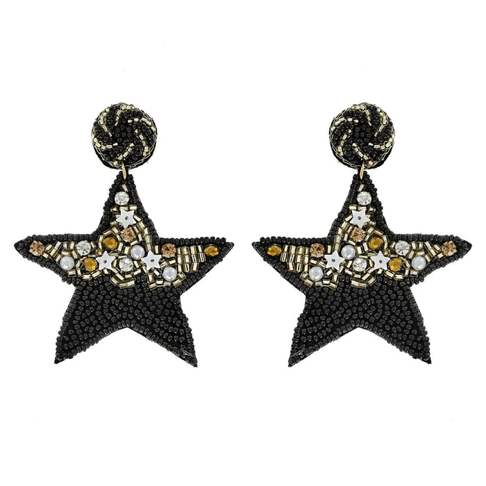 Black & Gold Star Earrings