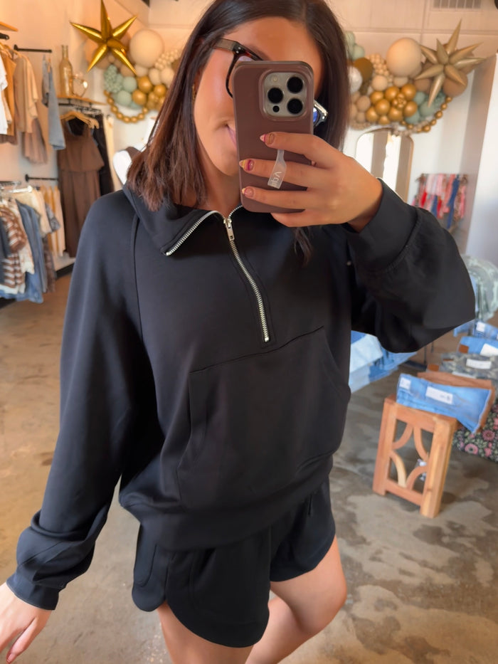 Black Half Zip Set