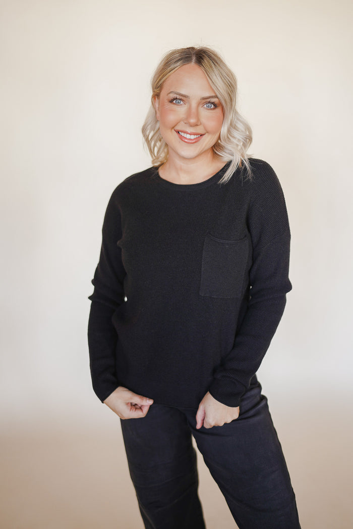 Black Waffle Sweater