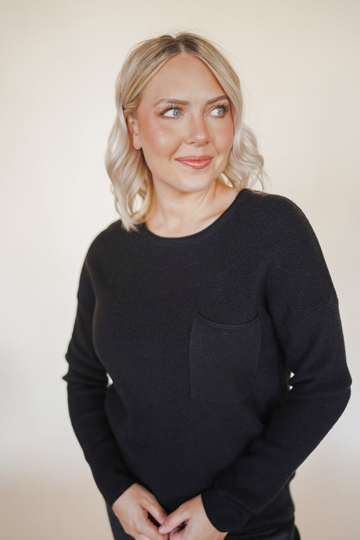 Black Waffle Sweater
