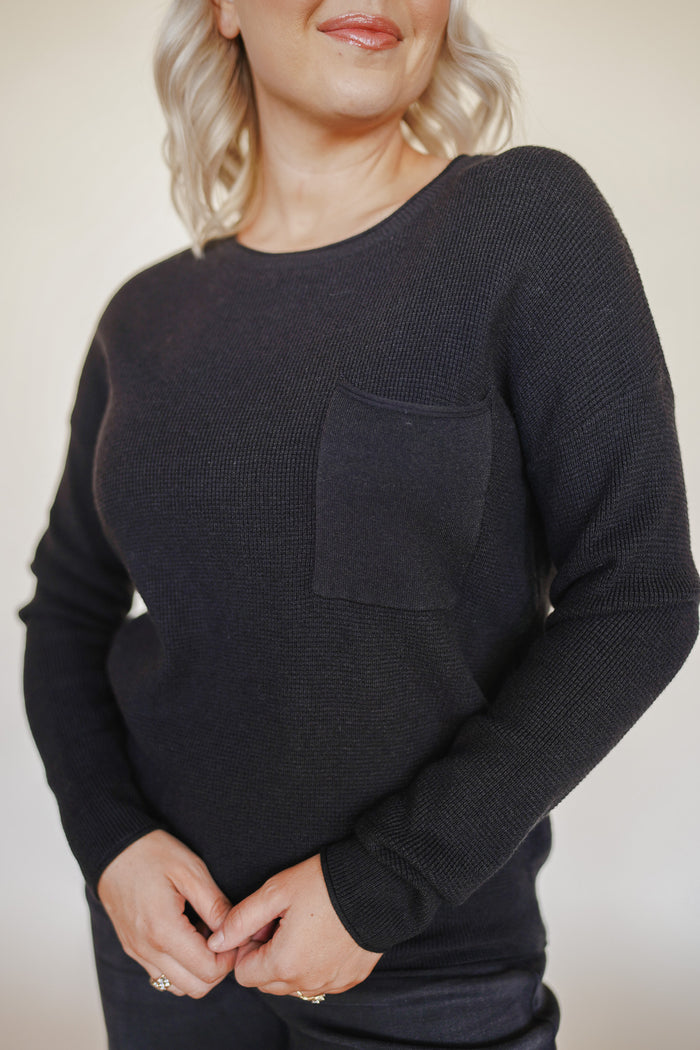 Black Waffle Sweater