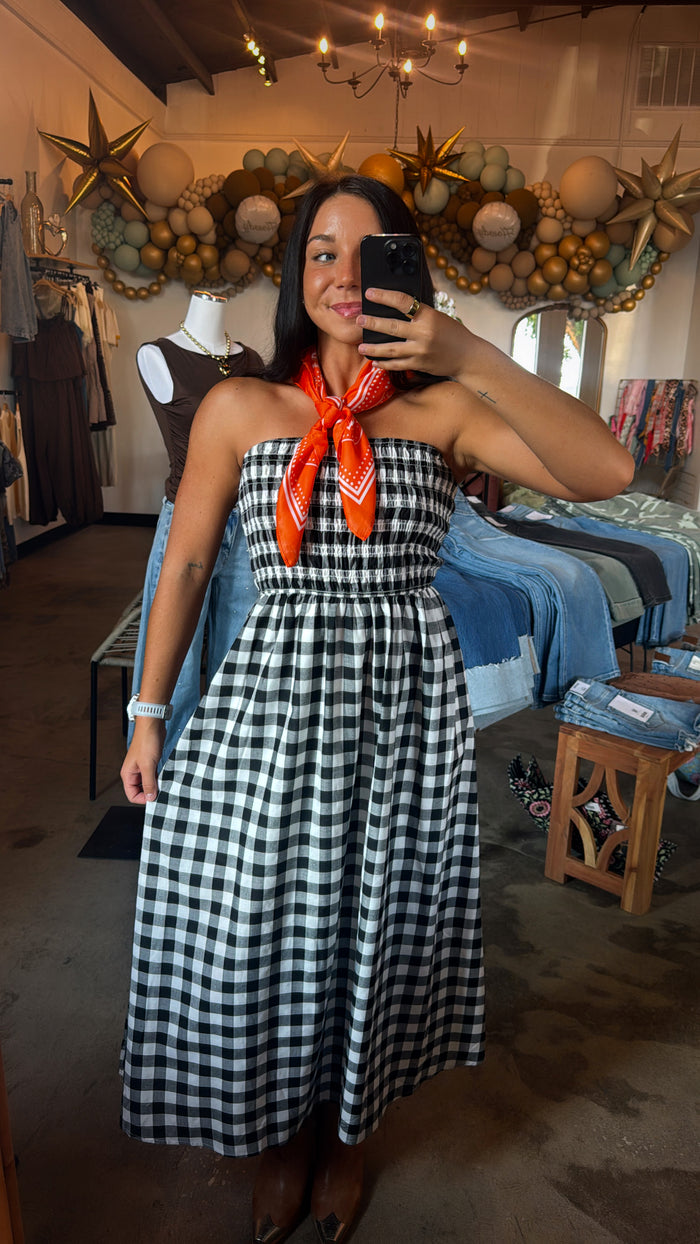 Black & White Strapless Midi