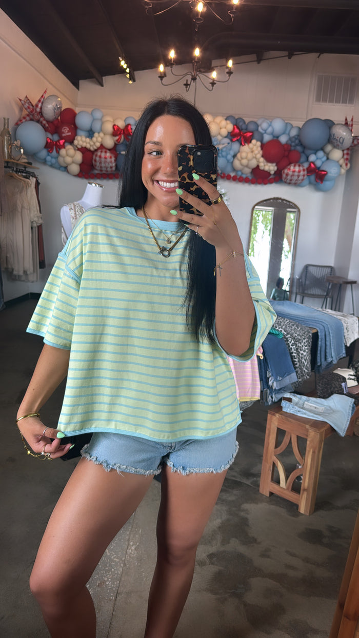 Blueberry Lime Striped Tee