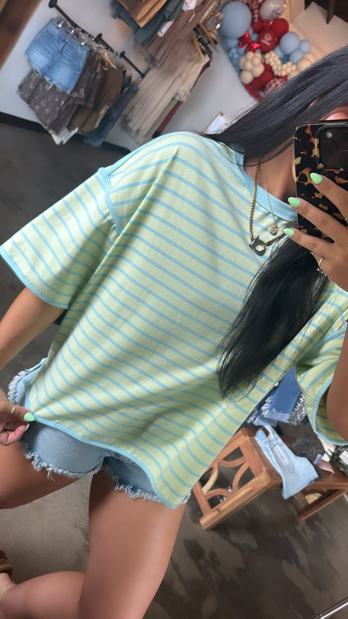 Blueberry Lime Striped Tee