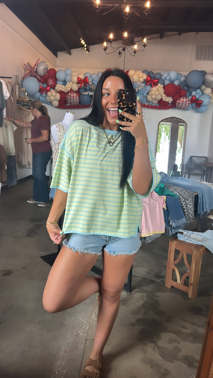 Blueberry Lime Striped Tee