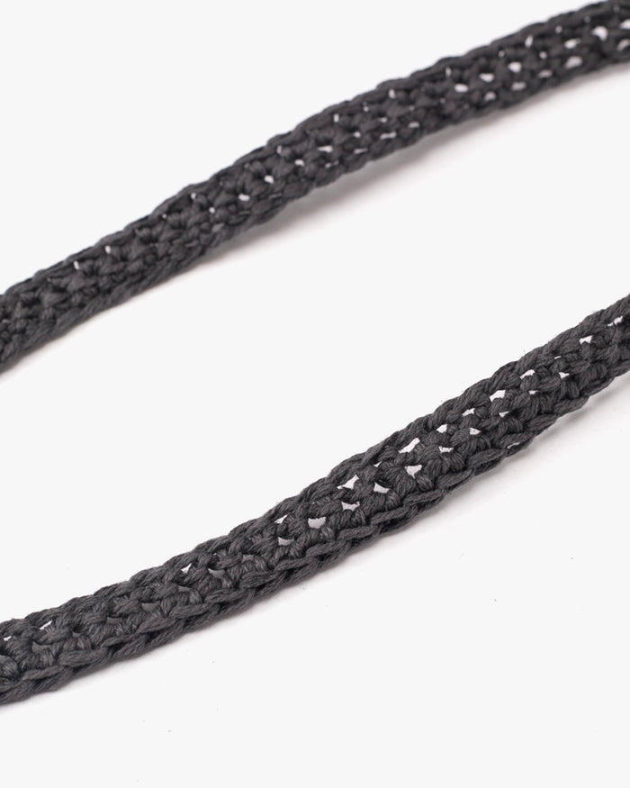 Boet Necklace, Crocheted Artichoke, Charcoal
