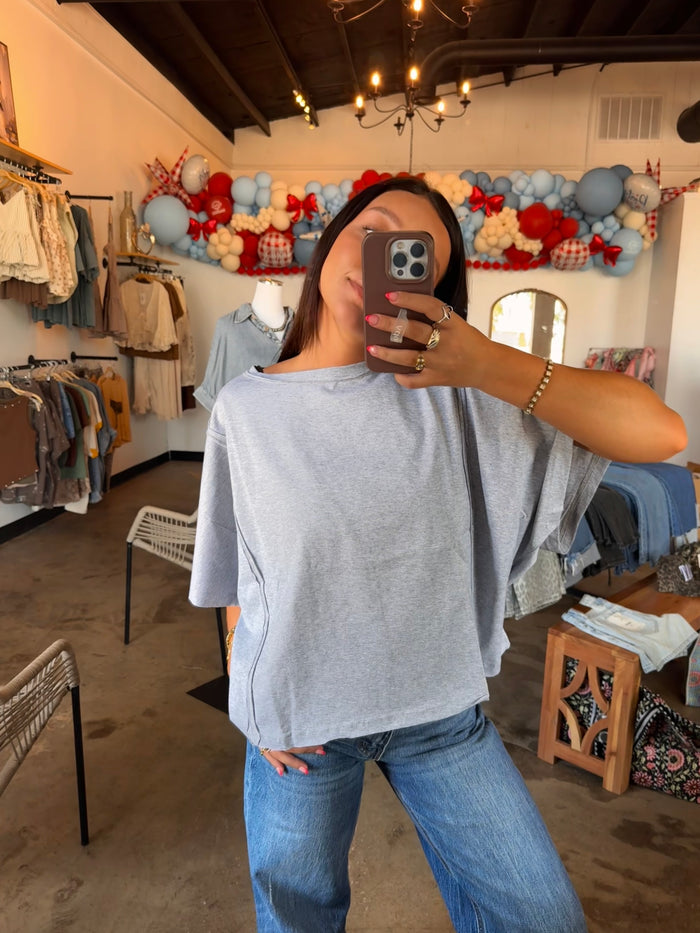 Boxy Short Sleeve Tee - Heather Gray