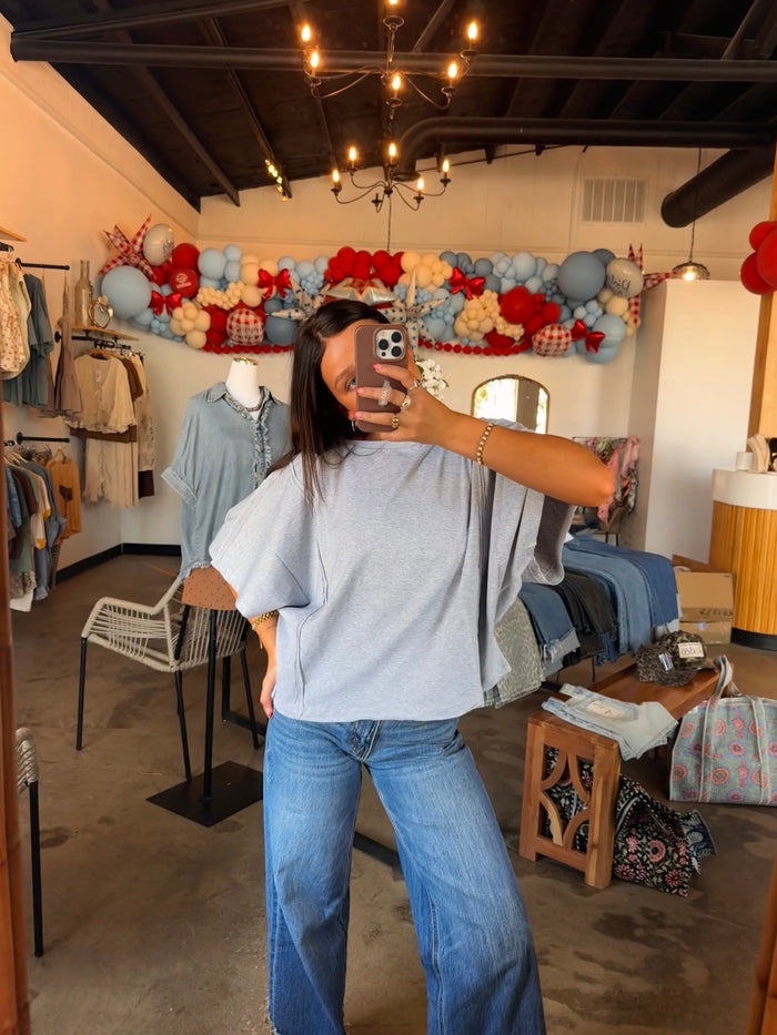 Boxy Short Sleeve Tee - Heather Gray