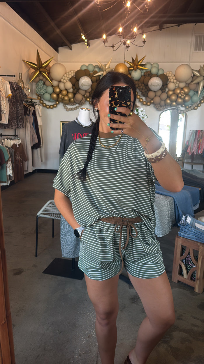 Brown & Olive Striped Set
