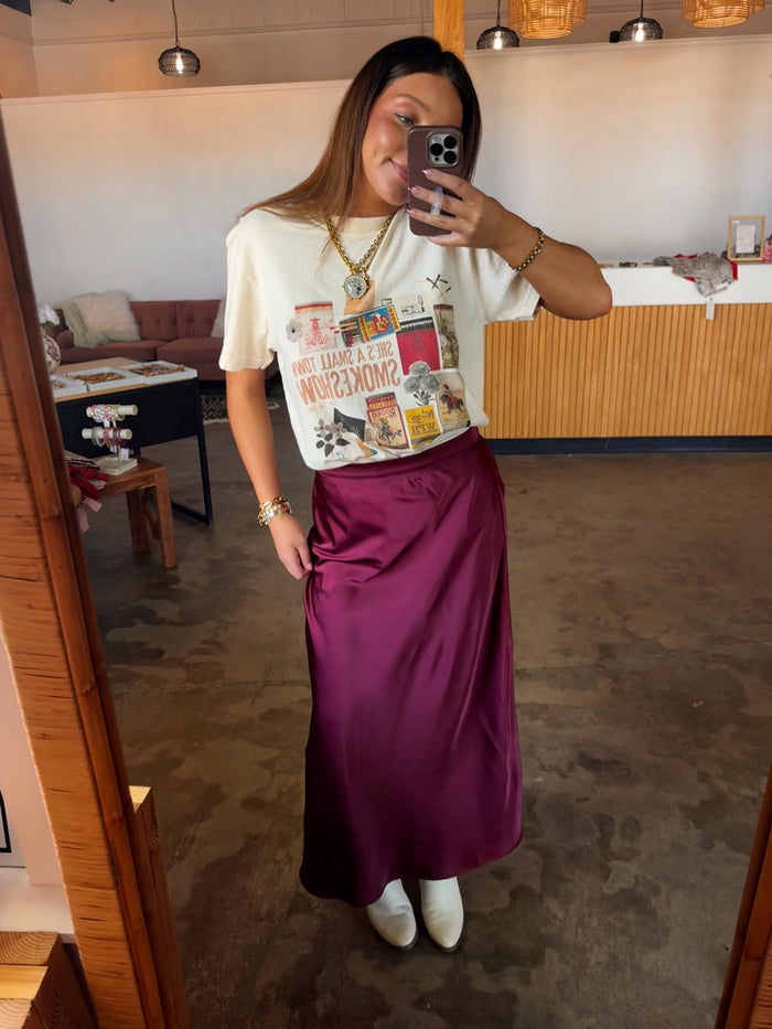 Burgundy Satin Skirt