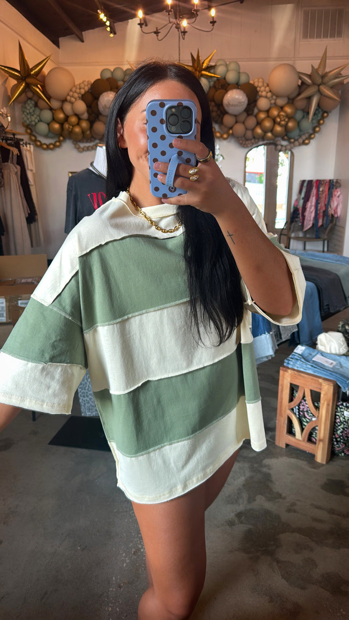 Butter Green Block Top