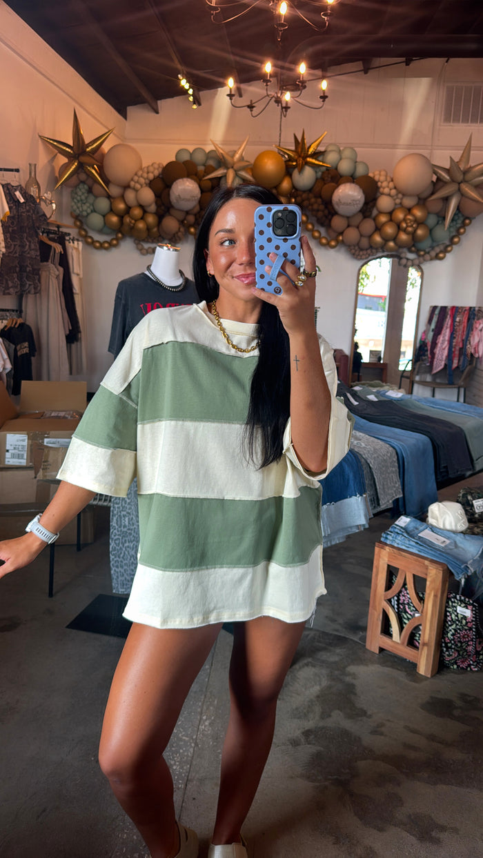 Butter Green Block Top