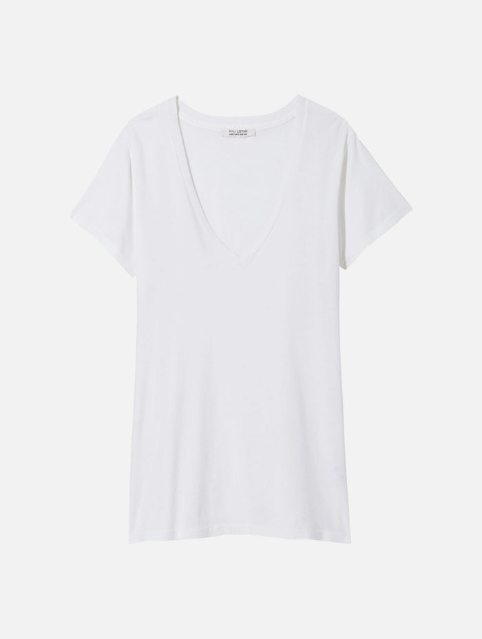Carol V Neck Tee in White