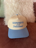 C.C EXPENSIVE AND DELUSIONAL Letter on Two Tone Trucker Hat
