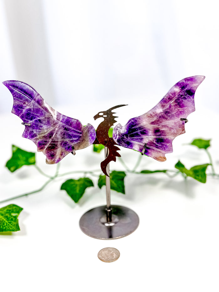 Chevron Amethyst Dragon Wings on Stand (40A)