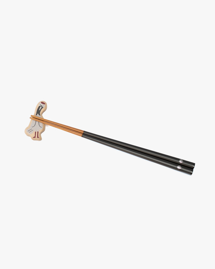 Chopsticks and Rest Set, Bisque, Tsuru Kame
