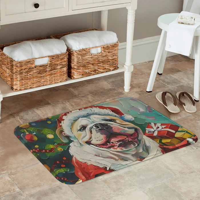 Christmas Bulldog Door mat
