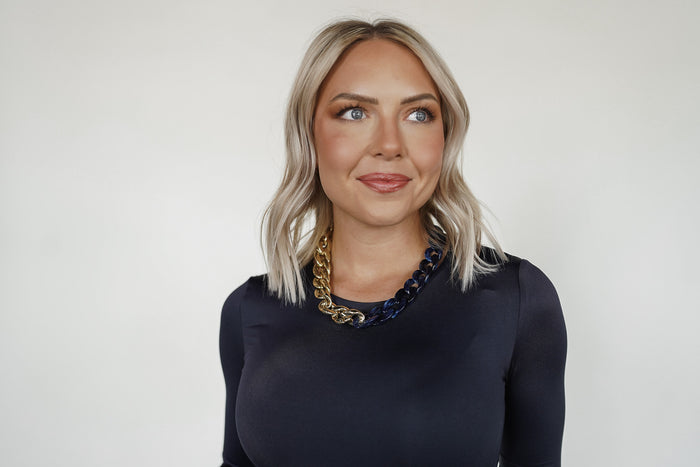 Chunky Lightweight Chain- Navy and Gold