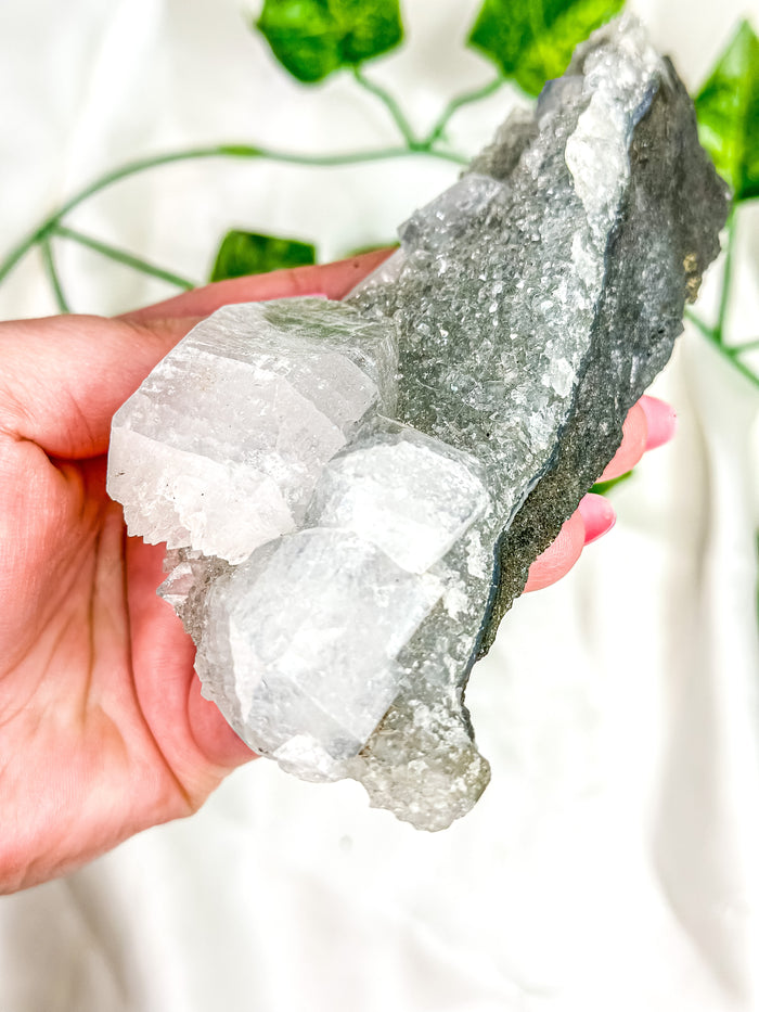Clear Apophyllite on Blue Chalcedony Specimen #11