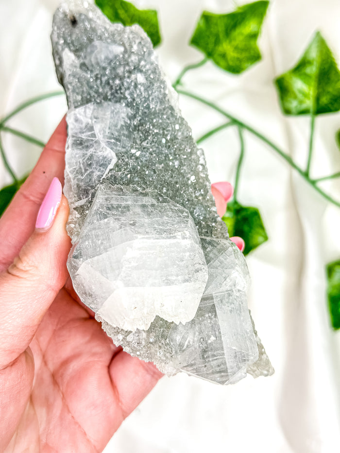 Clear Apophyllite on Blue Chalcedony Specimen #11