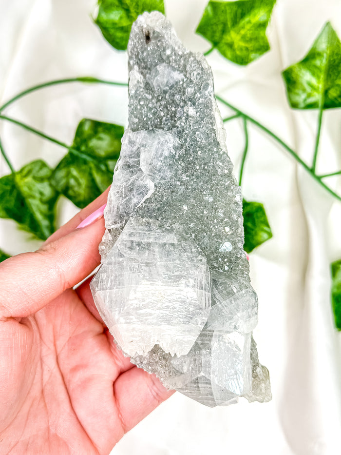 Clear Apophyllite on Blue Chalcedony Specimen #11