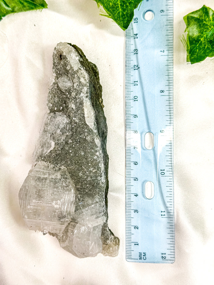 Clear Apophyllite on Blue Chalcedony Specimen #11