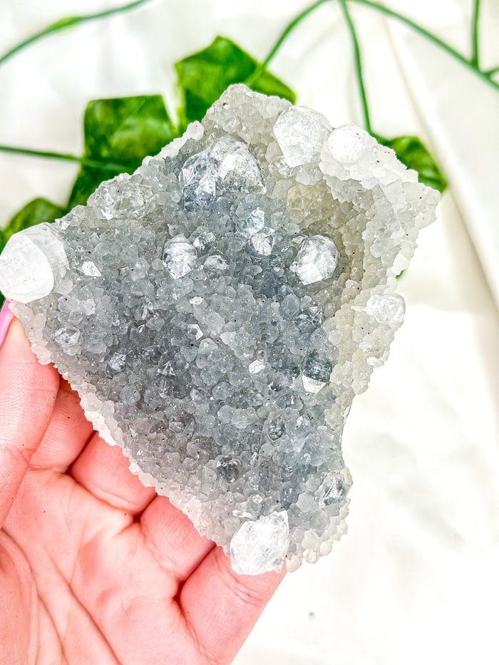 Clear Apophyllite on Blue Chalcedony Specimen #14
