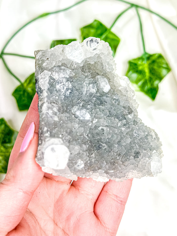 Clear Apophyllite on Blue Chalcedony Specimen #14